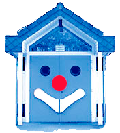 Eingangstuer mit Clownsgesicht